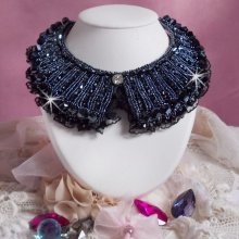 Necklace with Swarovski crystals and black lace Haute-Couture style